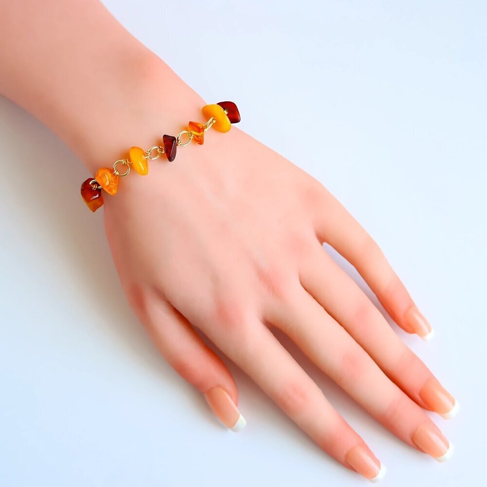 Baltic Amber Chain Bracelet-Handmade - Picture 3 of 4
